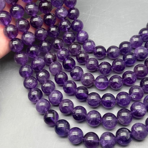 Каменные бусины, Аметист, шарик гладкий, 12-12,5 мм, длина нити 19 см