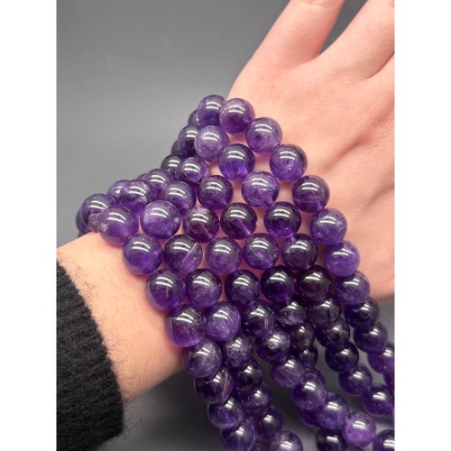 Каменные бусины, Аметист, шарик гладкий, 12-12,5 мм, длина нити 19 см