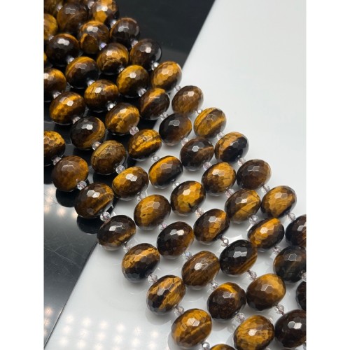 Каменные бусины, Тигровый глаз, люкс, огранка, рондель 18х13 мм, длина нити 36 см