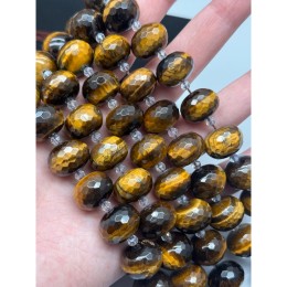 Каменные бусины, Тигровый глаз, люкс, огранка, рондель 18х13 мм, длина нити 18 см