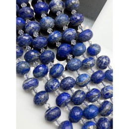 Каменные бусины, Лазурит, люкс, огранка, рондель 18х13 мм, длина нити 18 см