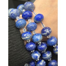 Каменные бусины, Лазурит, люкс, огранка, рондель 18х13 мм, длина нити 18 см