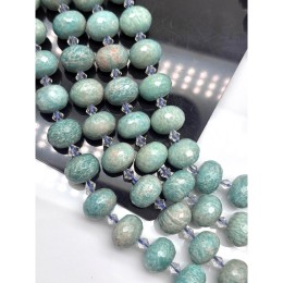 Каменные бусины, Амазонит, люкс, огранка, рондель 18х13 мм, длина нити 18 см