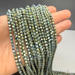 Каменные бусины, Гематит синтетический, голубой, матовый, ромб, размер 4х4 мм, нить 40 см