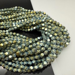 Каменные бусины, Гематит синтетический, голубой, матовый, ромб, размер 4х4 мм, нить 40 см