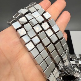 Каменные бусины, Гематит синтетический, серебро, кубик, размер 8х8 мм, нить 40 см