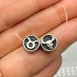 Бусина, разделитель, Знак зодиака, Телец, нержавеющая сталь, размер 10х4 мм, цена за 1 шт.