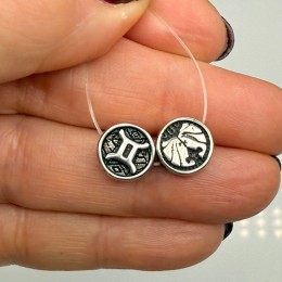 Бусина, разделитель, Знак зодиака, Близнецы, нержавеющая сталь, размер 10х4 мм, цена за 1 шт.