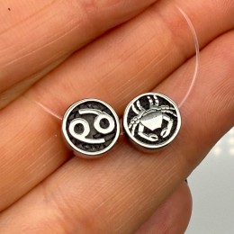 Бусина, разделитель, Знак зодиака, Рак, нержавеющая сталь, размер 10х4 мм, цена за 1 шт.