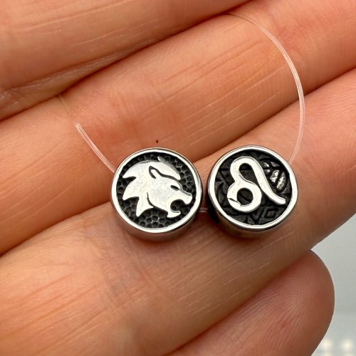 Бусина, разделитель, Знак зодиака, Лев, нержавеющая сталь, размер 10х4 мм, цена за 1 шт.