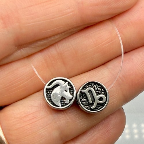 Бусина, разделитель, Знак зодиака, Козерог, нержавеющая сталь, размер 10х4 мм, цена за 1 шт.