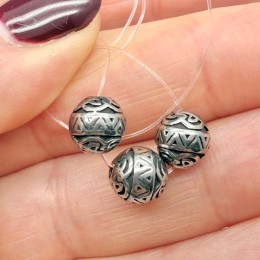 Бусина, с узором, нержавеющая сталь, размер 8 мм, цена за 1 шт.