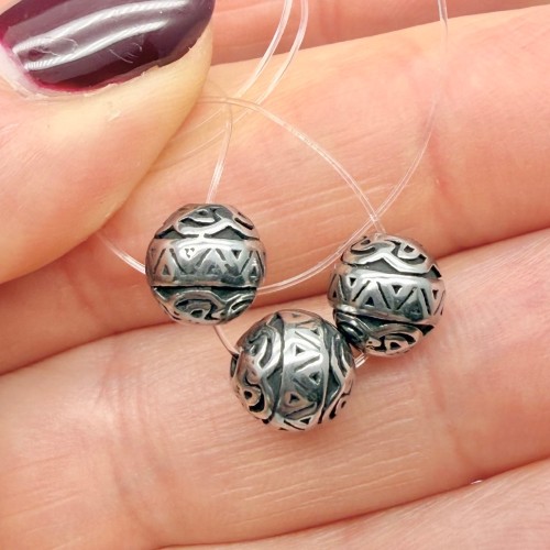 Бусина, с узором, нержавеющая сталь, размер 8 мм, цена за 1 шт.