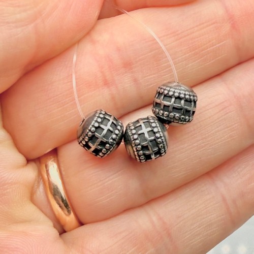 Бусина, с узором, нержавеющая сталь, размер 8 мм, цена за 1 шт.