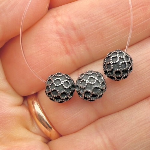 Бусина, с узором, нержавеющая сталь, размер 8 мм, цена за 1 шт.