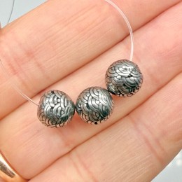 Бусина, с узором, нержавеющая сталь, размер 8 мм, цена за 1 шт.