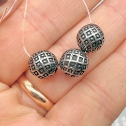 Бусина, с узором, нержавеющая сталь, размер 9 мм, цена за 1 шт.