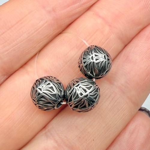 Бусина, с узором, нержавеющая сталь, размер 9 мм, цена за 1 шт.