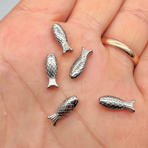 Бусина, разделитель, Рыба, нержавеющая сталь, размер 12х5 мм, цена за 1 шт.