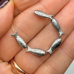 Бусина, разделитель, Рыба, нержавеющая сталь, размер 12х5 мм, цена за 1 шт.