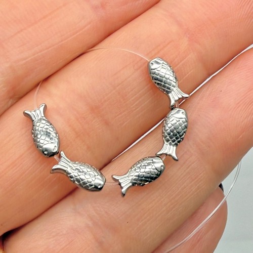 Бусина, разделитель, Рыба, нержавеющая сталь, размер 9х4 мм, цена за 1 шт.