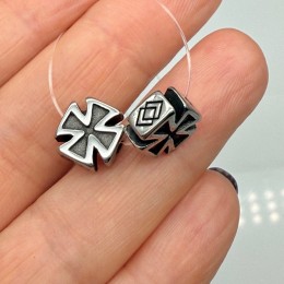 Бусина, разделитель, Крест, нержавеющая сталь, размер 10х5 мм, цена за 1 шт.