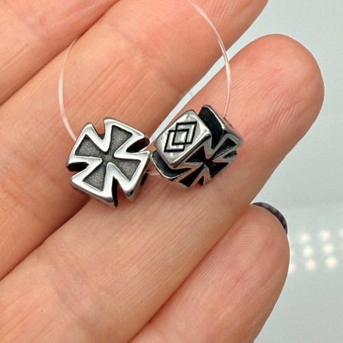 Бусина, разделитель, Крест, нержавеющая сталь, размер 10х5 мм, цена за 1 шт.