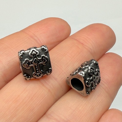 Бусина, разделитель, Крест, нержавеющая сталь, размер 11х10 мм, цена за 1 шт.