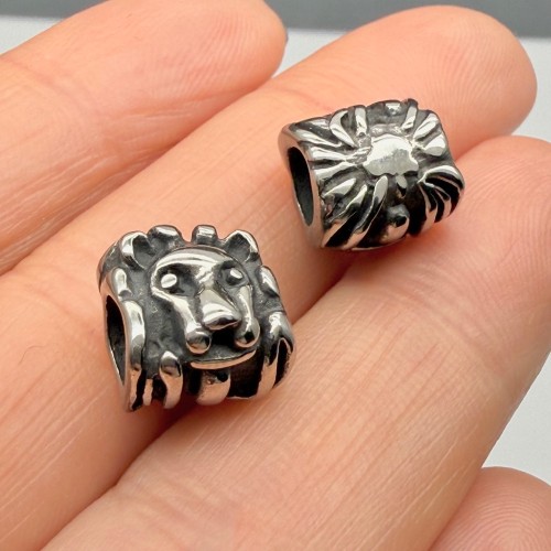 Бусина, разделитель, Лев, нержавеющая сталь, размер 11х10 мм, цена за 1 шт.