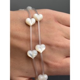 Каменные бусины, Перламутр, белый, сердце, размер 12 мм, цена за 1 бусину