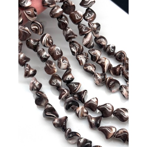 Каменные бусины, Перламутр, шоколадный, фриформы, ракушка, размер ~14х12 мм, длина нити 38-39 см