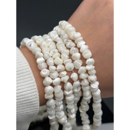 Каменные бусины, Перламутр белый, фриформы, размер ~7х5 мм, длина нити 38 см