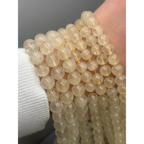 Каменные бусины, Цитрин лимонный, шарик гладкий, 10 мм, длина нити 39 см