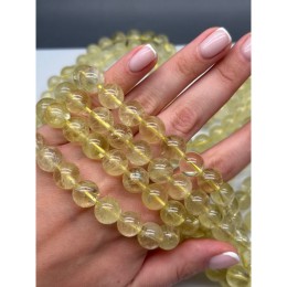 Каменные бусины, Цитрин лимонный, шарик гладкий, 12 мм, длина нити 38 см