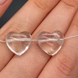 Каменные бусины, Горный хрусталь, сердце, бусина, размер 15х14 мм, цена за 1 шт.