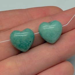 Каменные бусины, Амазонит, сердце, бусина, размер 15х14 мм, цена за 1 шт.