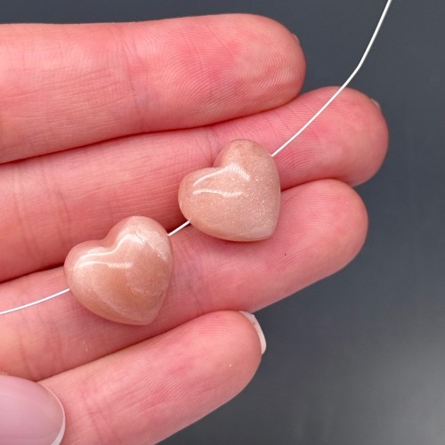 Каменные бусины, Солнечный камень (Олигоклаз), сердце, бусина, размер 15х14 мм, цена за 1 шт.