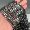 Каменные бусины, Гематит синтетический, плоский квадрат, цвет темное серебро, размер 4х4х2 мм, нить 39 см