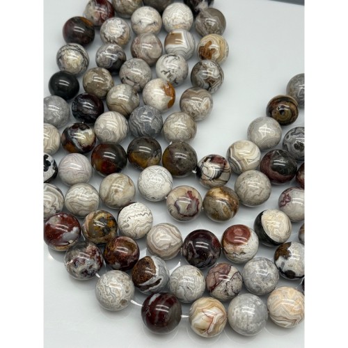 Каменные бусины, Агат кружевной, (Crazy Agate), люкс, (Бразилия), шарик гладкий, 18 мм, длина нити 19 см