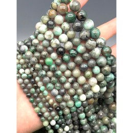 Каменные бусины, Зелёный берилл, Изумруд, шарик гладкий, 12 мм, длина нити 19 см