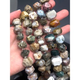 Каменные бусины, Агат, черепаховый, с включениями, фриформы, огранка, ~17х12 мм, длина нити 40 см