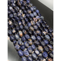 Каменные бусины, Содалит, фриформы, овал, ~16х10 мм, длина нити 40 см