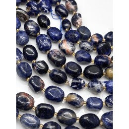 Каменные бусины, Содалит, фриформы, овал, ~16х10 мм, длина нити 40 см