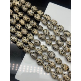 Каменные бусины, Яшма далматиновая, фриформы, овал, ~17х12 мм, длина нити 40 см