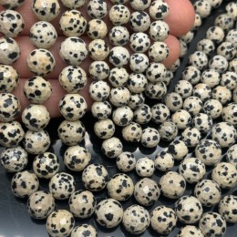 Каменные бусины, Яшма Далматиновая, шарик огранка, 10 мм, длина нити 37 см