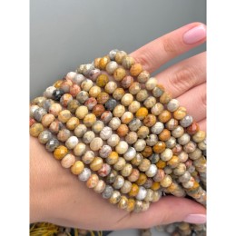 Каменные бусины, Агат кружевной, (Crazy Agate), рондель, огранка, 8х6 мм, длина нити 37 см