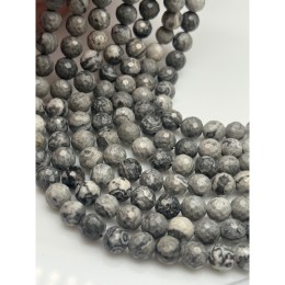 Каменные бусины, Яшма, картографическая, Доломит, шарик огранка, 8 мм, длина нити 37 см