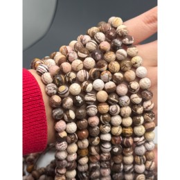 Каменные бусины, Яшма, кофейная, шарик огранка, 8 мм, длина нити 37 см