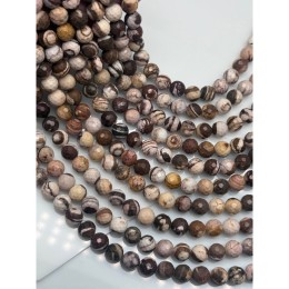 Каменные бусины, Яшма, кофейная, шарик огранка, 8 мм, длина нити 37 см
