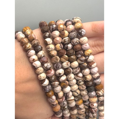 Каменные бусины, Яшма кофейная, рондель, огранка, 8х6 мм, длина нити 37 см